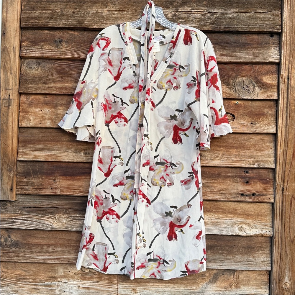Paul & Joe Sister Floral Blouse vintage belted / neck scarf